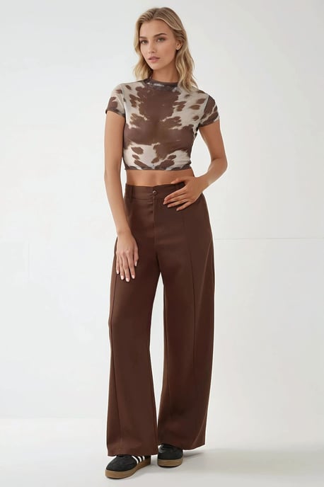 Tryckt slim fit kortärmad crop-top - Image 2
