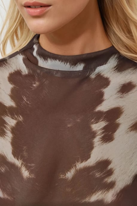 Tryckt slim fit kortärmad crop-top - Image 4