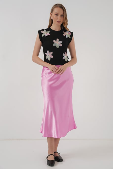 Geborduurd Bloemen Ribbeltop - Image 2