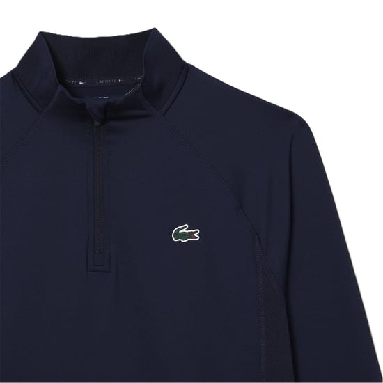 Men's Lacoste Mock Neck Regular Fit Athletic Top in Navy Blue - Image 3