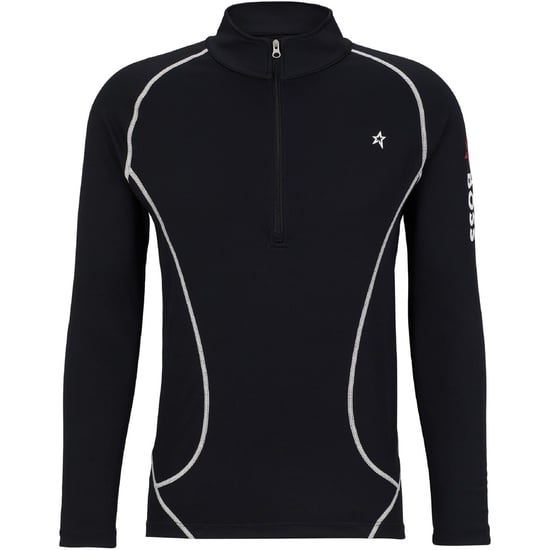 Men's Boss Zip Neck Long Sleeve Sweatshirt in Black - Image 4