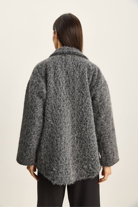 Textuur Oversized V-hals Cardigan met Striksluiting - Image 6