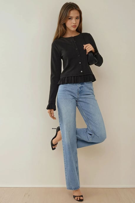 Fitted Crew Neck Stickad Kofta - Image 2