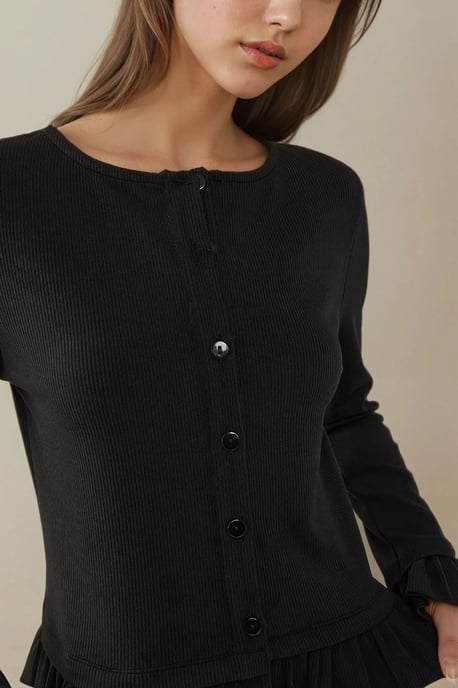 Fitted Crew Neck Stickad Kofta - Image 5