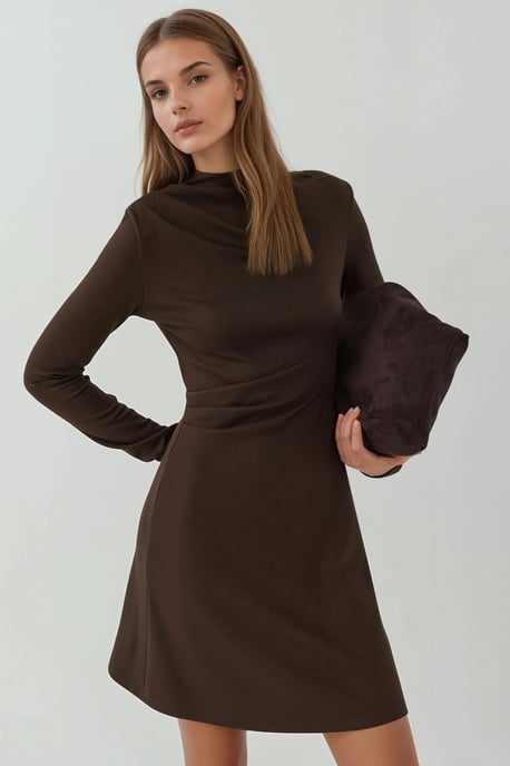 Gekleed Mini-jurk met Ronde Hals - Image 1