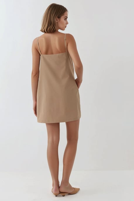 Vierkante Kraag Relax Mini Jurk met Zakjes - Image 6