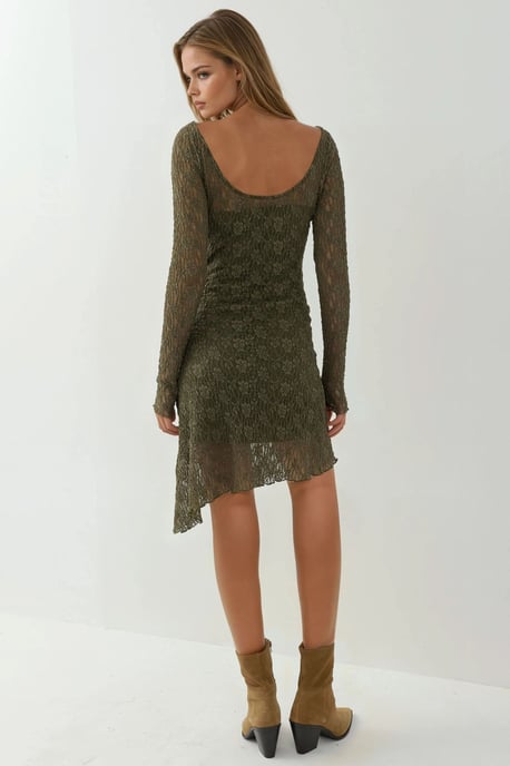 Asymmetrische Kanten Mini-jurk met Schoutnek - Image 4