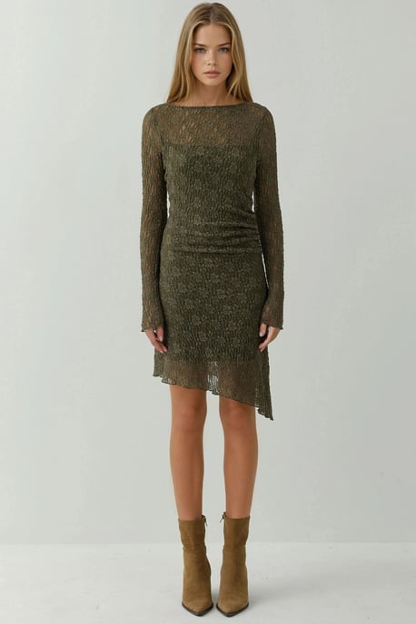 Asymmetrische Kanten Mini-jurk met Schoutnek - Image 6