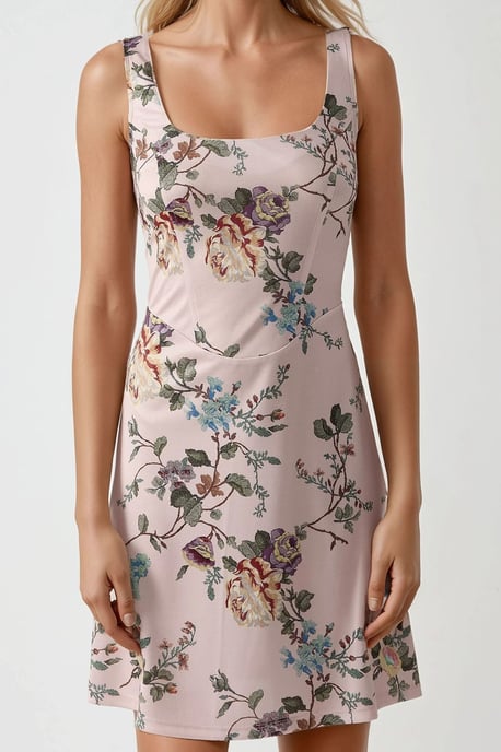 Bodycon Mini Dress with Square Collar and Floral Print - Image 3