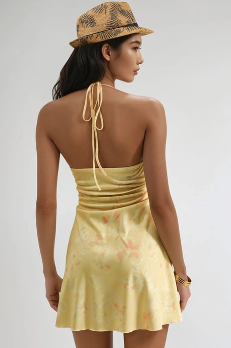 Bloemige Halter Nek Mini Jurk - Image 3