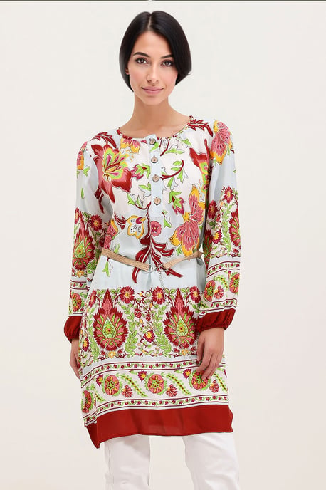 Flowering Mini Dress with Bow - Image 1