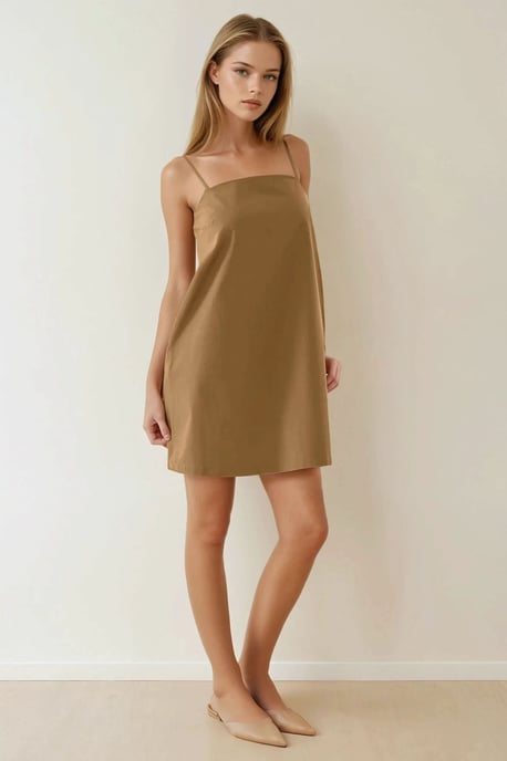 Vierkante Kraag Relax Mini jurk met Zakken - Image 3