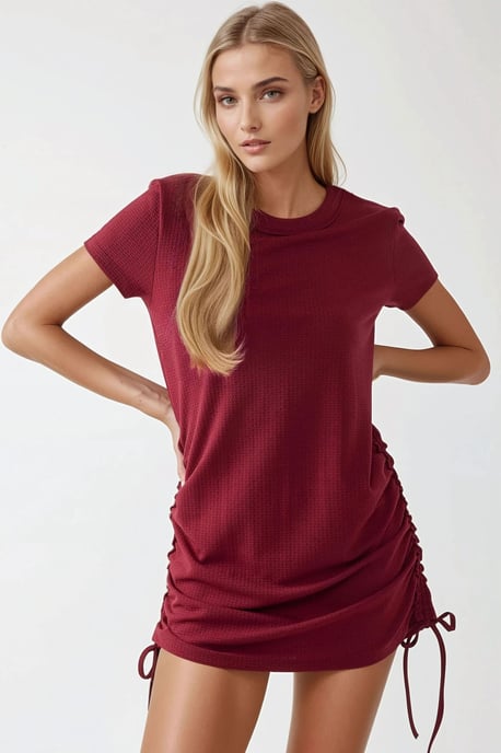 Gestructureerde Crew Neck Bodycon Mini Jurk - Image 3