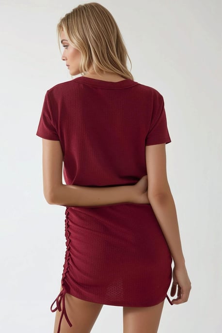 Gestructureerde Crew Neck Bodycon Mini Jurk - Image 5