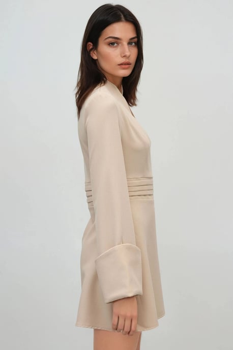 Elegante V-hals Lange Mouwen Mini-jurk - Image 3