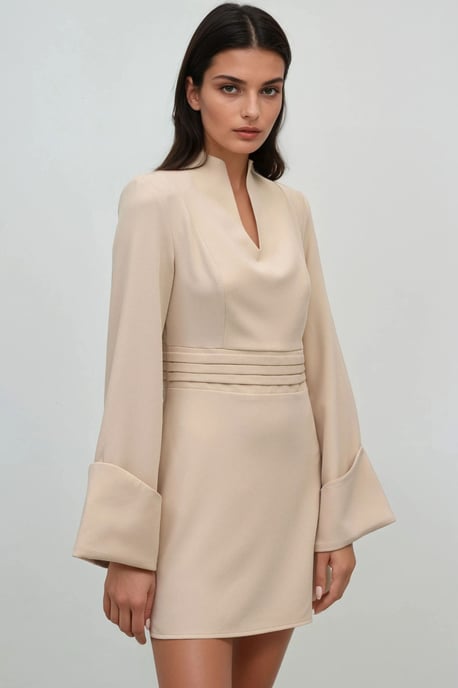 Elegante V-hals Lange Mouwen Mini-jurk - Image 6