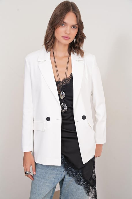 Langarmige Geplooide Blazer - Image 4