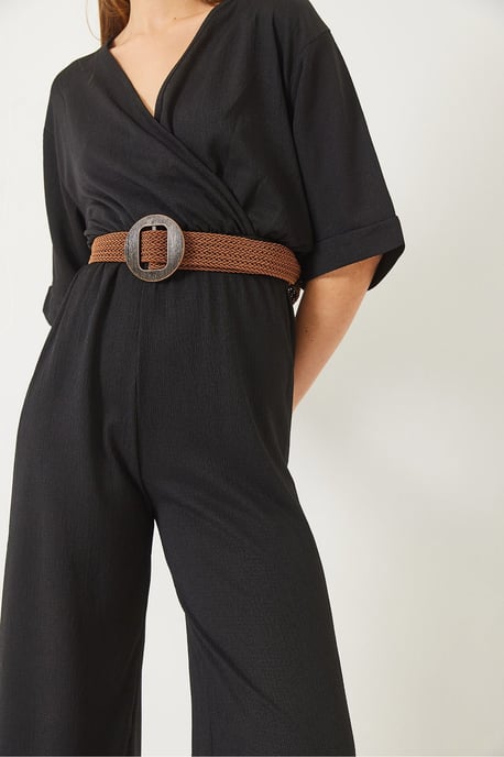 V-hals Wijde Pijpen Jumpsuit met Strik - Image 4