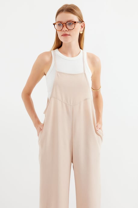 Ontspannen Pasvorm Wijd Pijpen Jumpsuit met Vierkante Kraag - Image 5