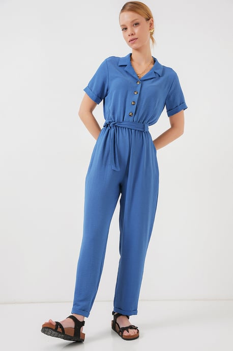 Shirtkraag Relaxed Fit Jumpsuit met Strik - Image 3
