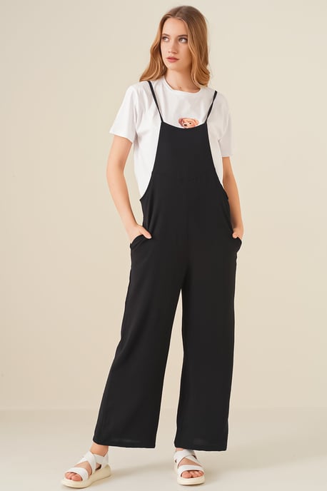Ontspannen Fit Brede Pantalon Jumpsuit met Vierkante Kraag - Image 1