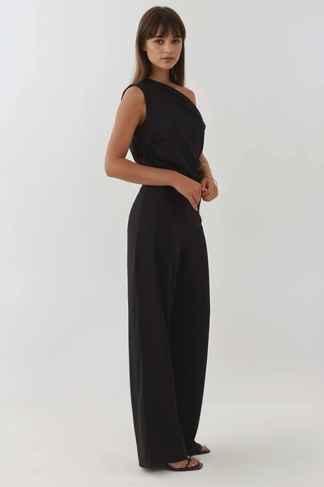 Wide Leg Asymmetrical Collar Jumpsuit - Image 3
