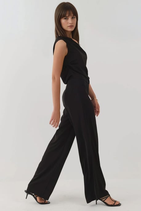 Wide Leg Asymmetrical Collar Jumpsuit - Image 4