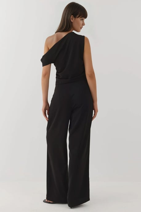 Wide Leg Asymmetrical Collar Jumpsuit - Image 5