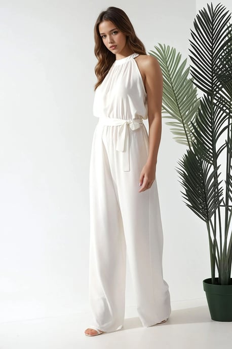 Brede Been Halter Nek Jumpsuit - Image 2