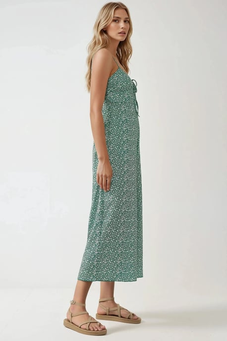 Wijde Been Bloemen Gebreide Jumpsuit met V-Hals - Image 2