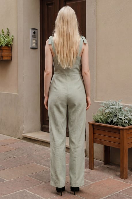 Sweetheart Neck Linen Blend Jumpsuit - Image 3