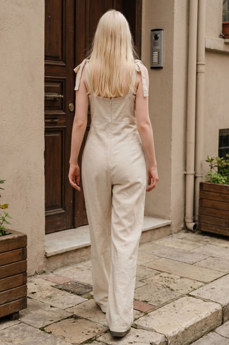 Linnenmix Jumpsuit met Hartvormige Halslijn - Image 2
