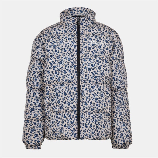 Men's NY Concept Conc Barque Floral Patterned Puffer Jacket with Zipped Pocket in Multi - Image 1