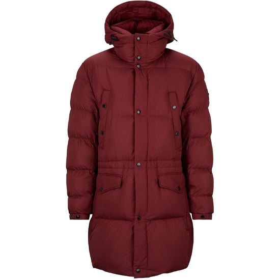 Men's Boss Solid Patterned Hooded Puffer Coat in Dark Red - Image 4