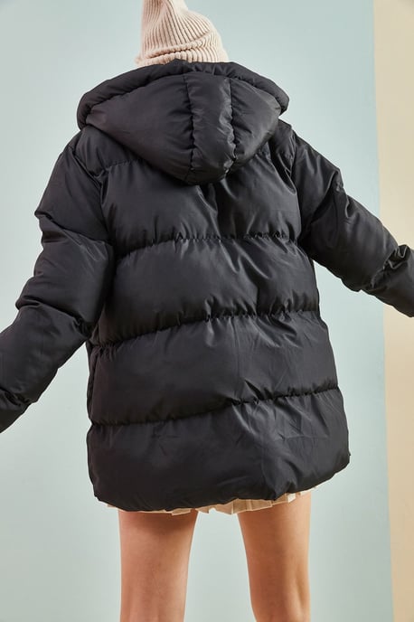 Opgestikte Dikke Puffer Donsjas met Kap - Image 3