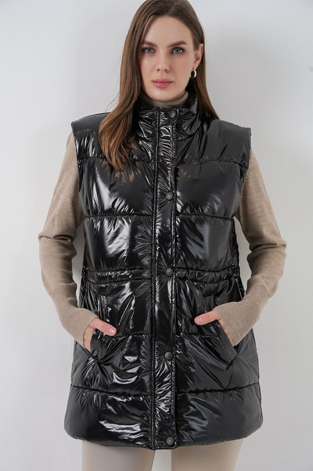 Glanzende Gevoerde Vest met Rits - Image 3
