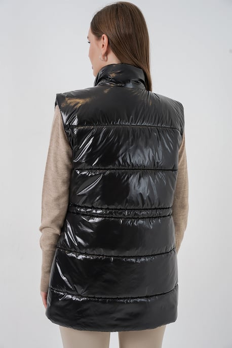 Glanzende Gevoerde Vest met Rits - Image 6