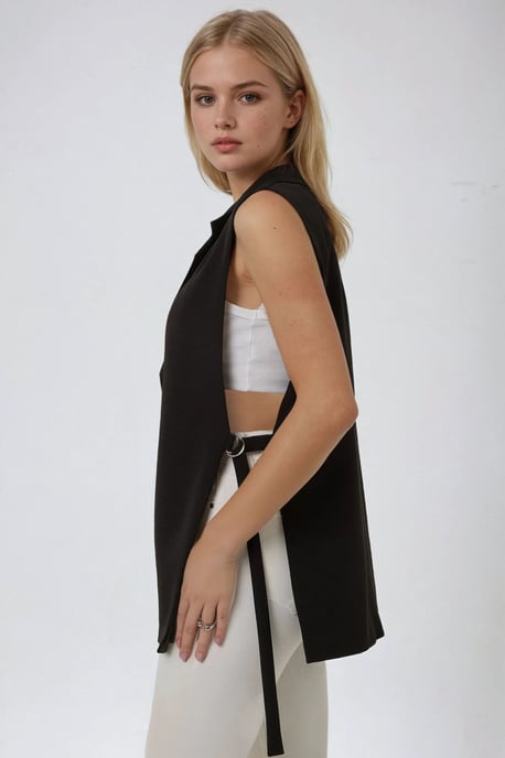 Accessory Detailed Vest with Jacket Collar - Image 2