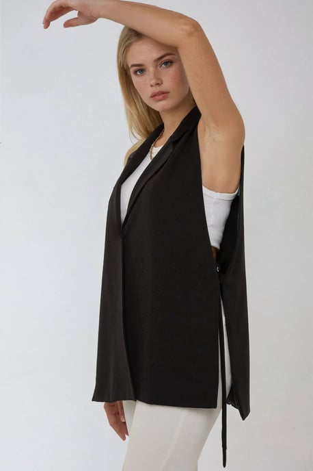Accessory Detailed Vest with Jacket Collar - Image 4