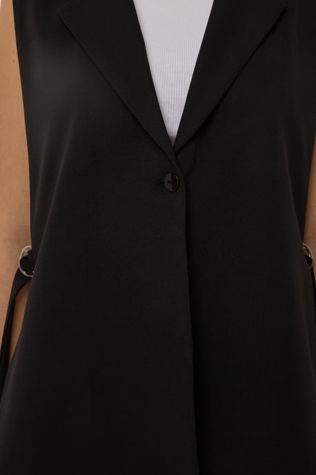 Accessory Detailed Vest with Jacket Collar - Image 5