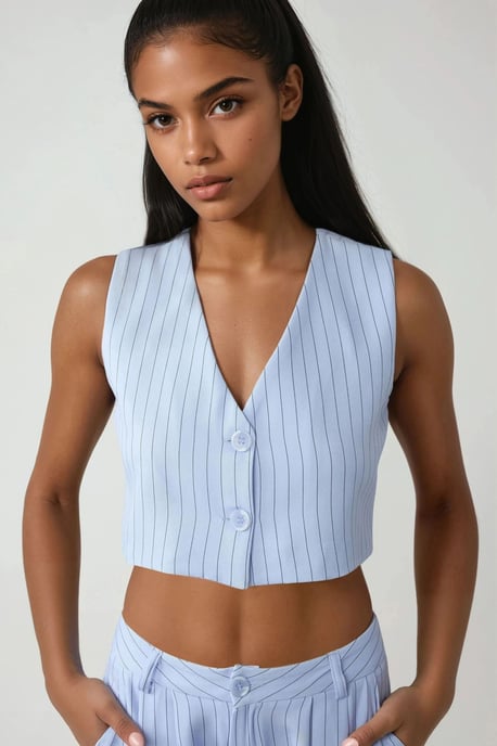 Pika Collectie Getailleerd Gestreept Cropped Top - Image 1