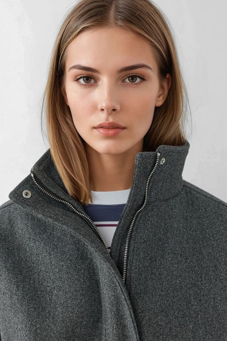 Överdimensionerad Turtleneck Texturerad Jacka - Image 2