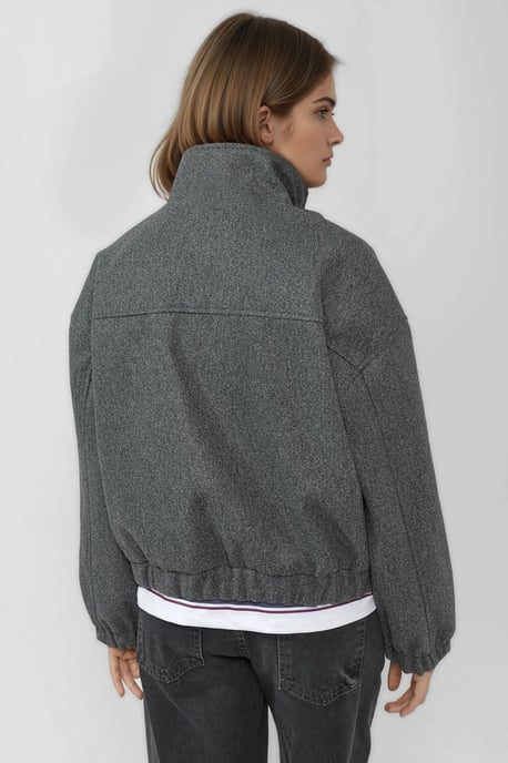 Överdimensionerad Turtleneck Texturerad Jacka - Image 4