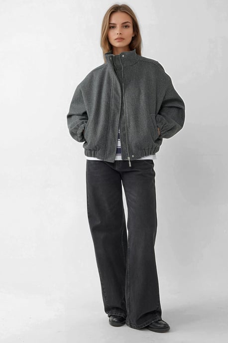 Överdimensionerad Turtleneck Texturerad Jacka - Image 6