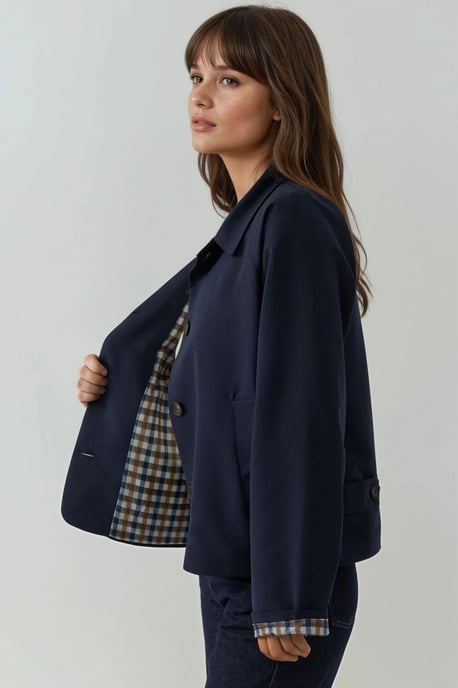 Gekleed Ruit Motief Voering Jacket met Knopsluiting - Image 3