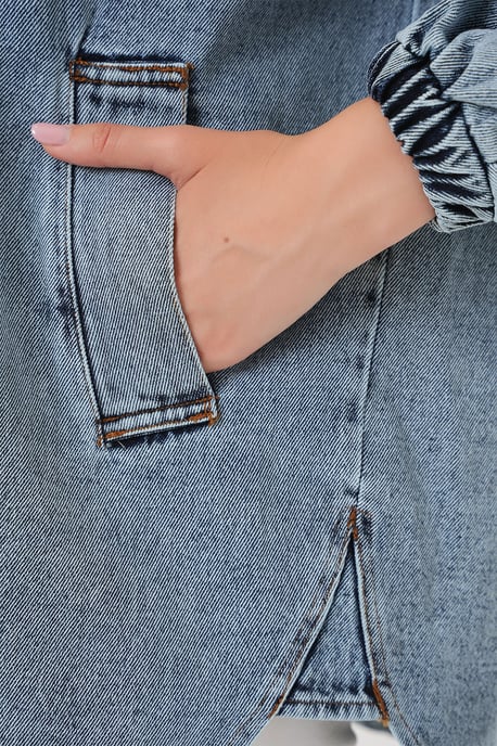 Överdimensionerad jeansjacka med skjortkrage - Image 6