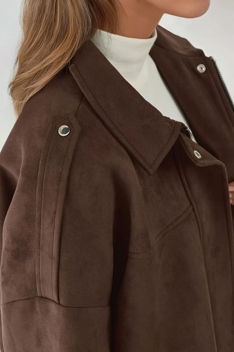 Soft Textured Suede Bomber Jacket - Image 4