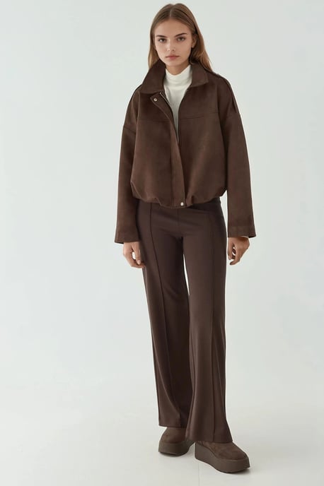 Soft Textured Suede Bomber Jacket - Image 5
