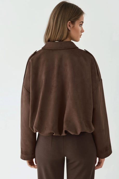 Soft Textured Suede Bomber Jacket - Image 6