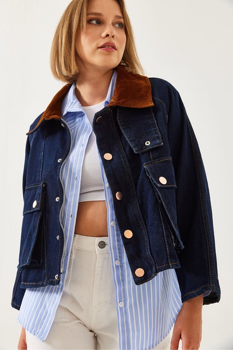 Denim Kavaj med Samtalskrage - Image 3
